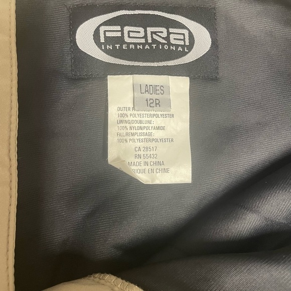 FERA women’s insulated ski pants size 12 color khaki - Picture 3 of 5
